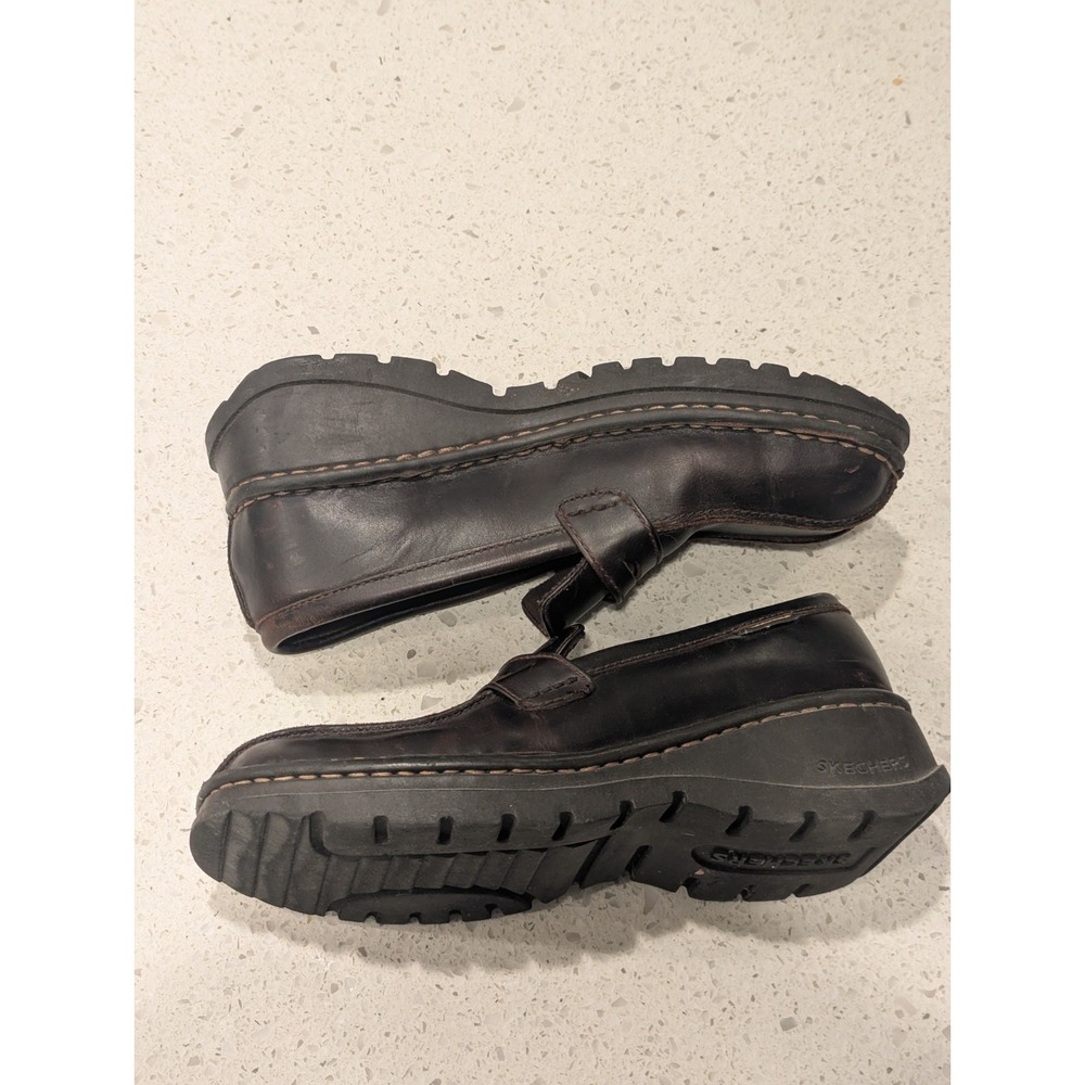 Vintage Skechers Y2K Grunge Brown Leather Chunky Oxford Loafers Women's 8.5 US - Picture 8 of 10
